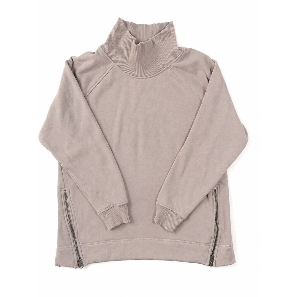 Athleta Cozy Karma Side Zip Funnel Neck Sweatshirt Women L Dogwood Mauve - Picture 4 of 7